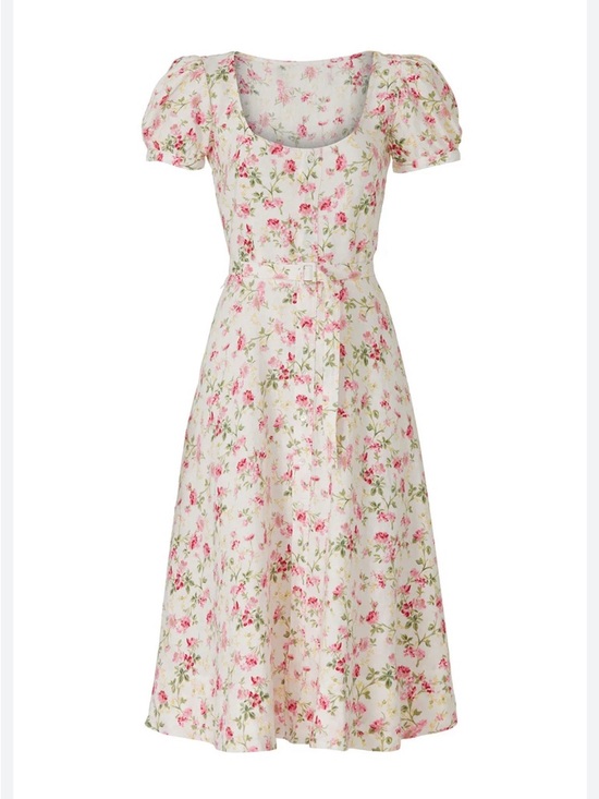 Polo Ralph Lauren Dresses & Skirts - Polo by Ralph Lauren White Midi Dress with Pink Floral Print